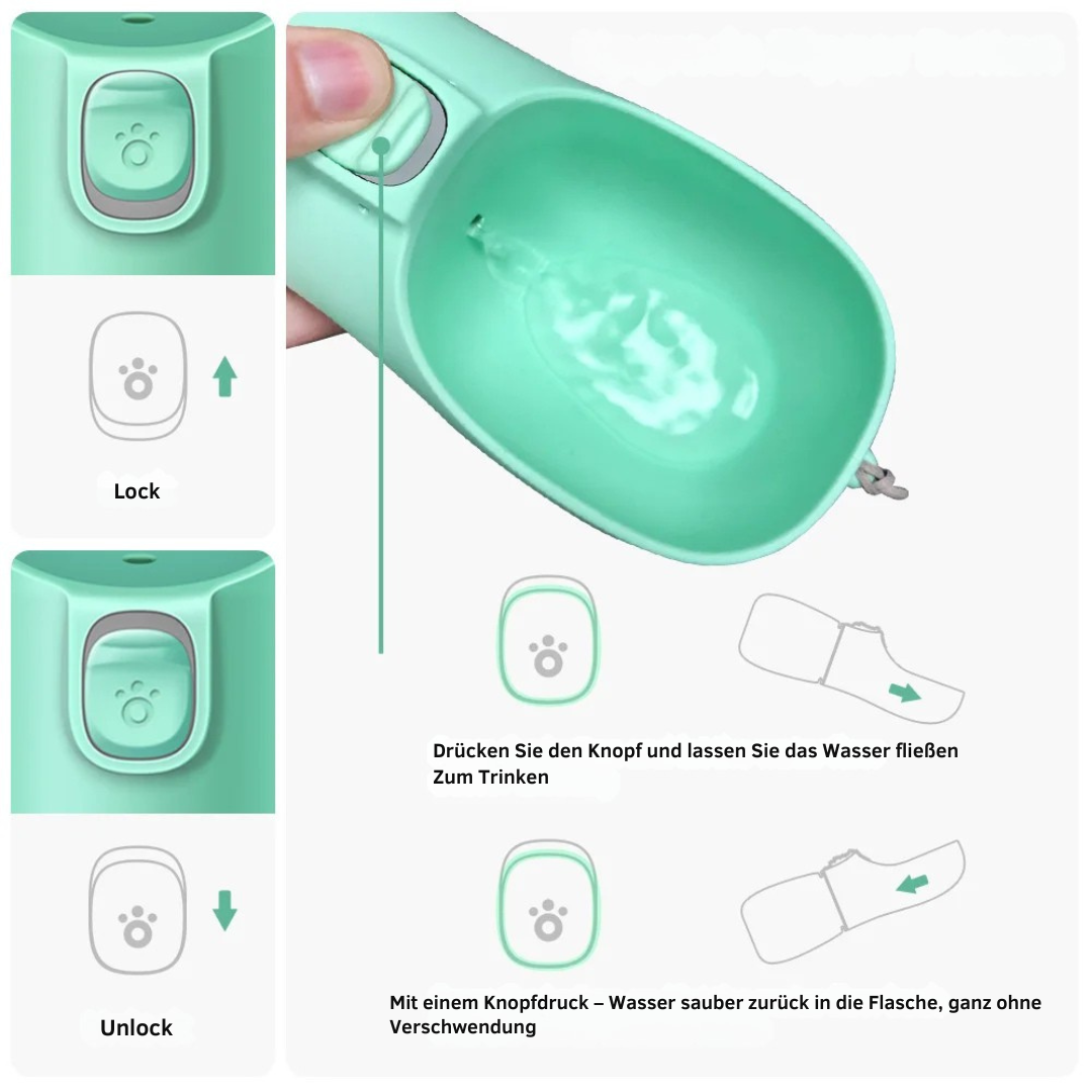 Practical dog drinking bottle for on the go