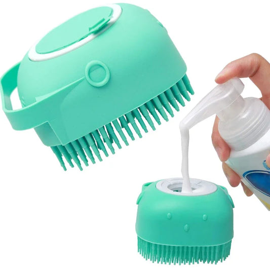 Silikon Badebürste mit Shampoo-Spender für Haustiere