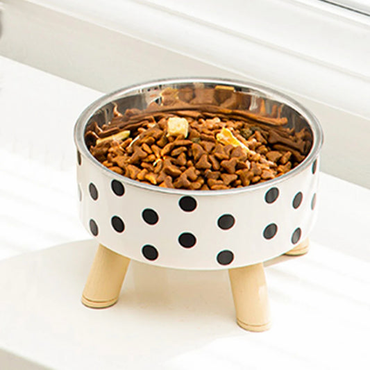 Stilvoller Futternapf mit Holzfüßen