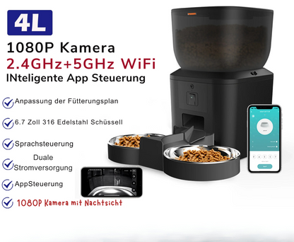 Smart Futterautomat mit Kamera – Volle Kontrolle, auch wenn du nicht da bist!