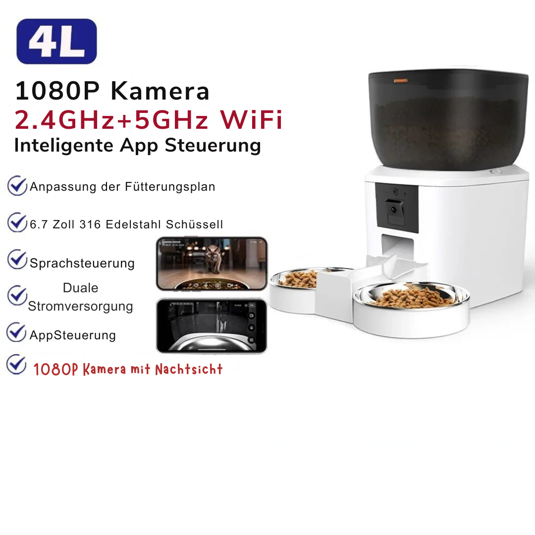 Smart Futterautomat mit Kamera – Volle Kontrolle, auch wenn du nicht da bist!
