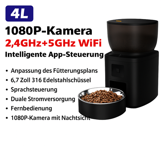 Smart Futterautomat mit Kamera – Volle Kontrolle, auch wenn du nicht da bist!