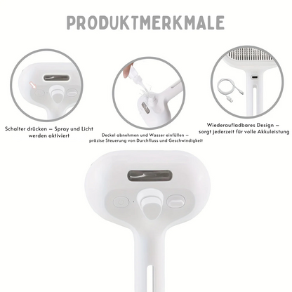 Elektrische Haustierbürste mit integriertem Sprühnebel