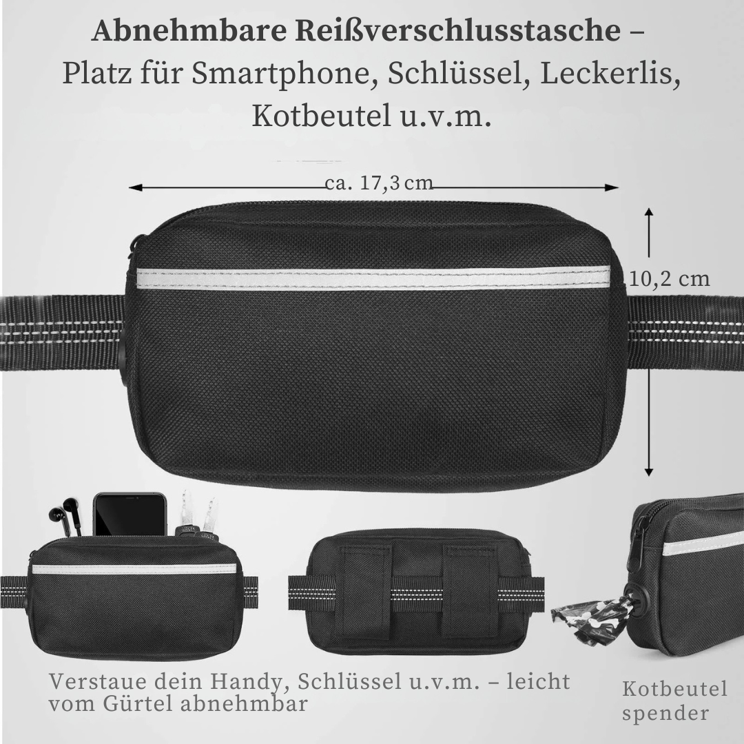 Hunde-Jogging-Leine mit Bauchtasche