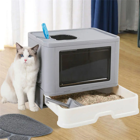 Geschlossene Katzentoilette mit Schublade & Schaufel – Sauberkeit mit Stil!